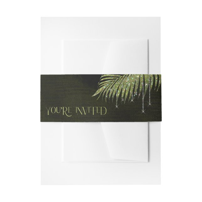 Jewel Palm Leaf Sie sind eingeladen Green ID830 Einladungsbanderole (Vorderseite Beispiel)
