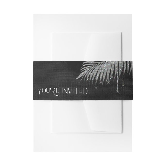 Jewel Palm Leaf Sie sind eingeladen Silver ID830 Einladungsbanderole (Vorderseite Beispiel)