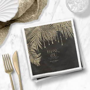 Jewel Palm Leaf Thank You Gold ID830 Serviette