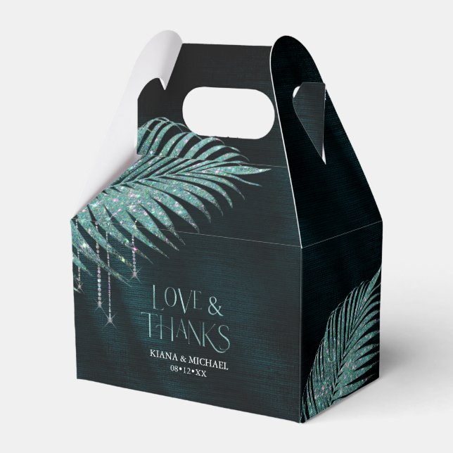 Jewel Palm Leaf Wedding Aquamarin V2 ID830 Geschenkschachtel (Vorderseite)