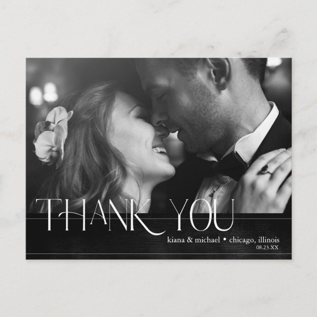 Jewel Palm Leaf Wedding Danke Silver ID830 Ankündigungspostkarte (Vorderseite)