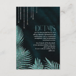 Jewel Palm Leaf Wedding Details Aquamarin ID830 Begleitkarte