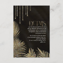 Jewel Palm Leaf Wedding Details Gold ID830 Begleitkarte