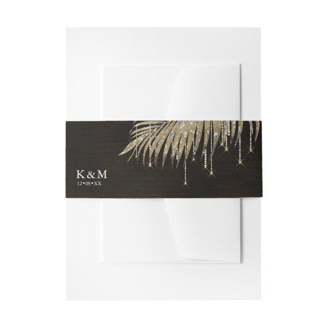 Jewel Palm Leaf Wedding Gold ID830 Einladungsbanderole (Vorderseite Beispiel)