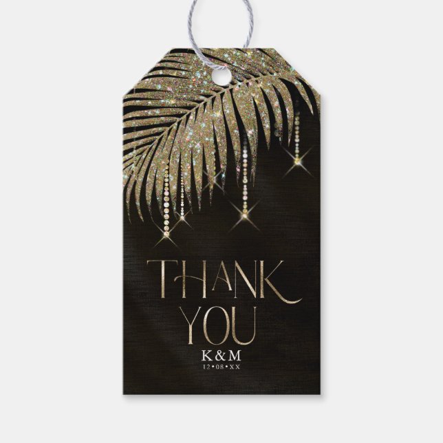 Jewel Palm Leaf Wedding Gold ID830 Geschenkanhänger (Vorderseite)