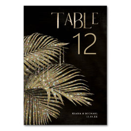 Jewel Palm Leaf Wedding Gold ID830 Tischnummer