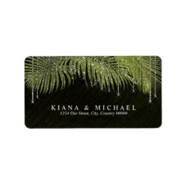 Jewel Palm Leaf Wedding Green ID830 Adressaufkleber