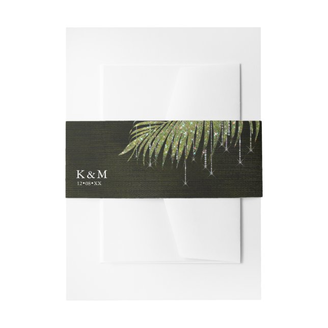 Jewel Palm Leaf Wedding Green ID830 Einladungsbanderole (Vorderseite Beispiel)