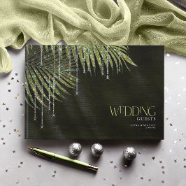 Jewel Palm Leaf Wedding Green ID830 Gästebuch