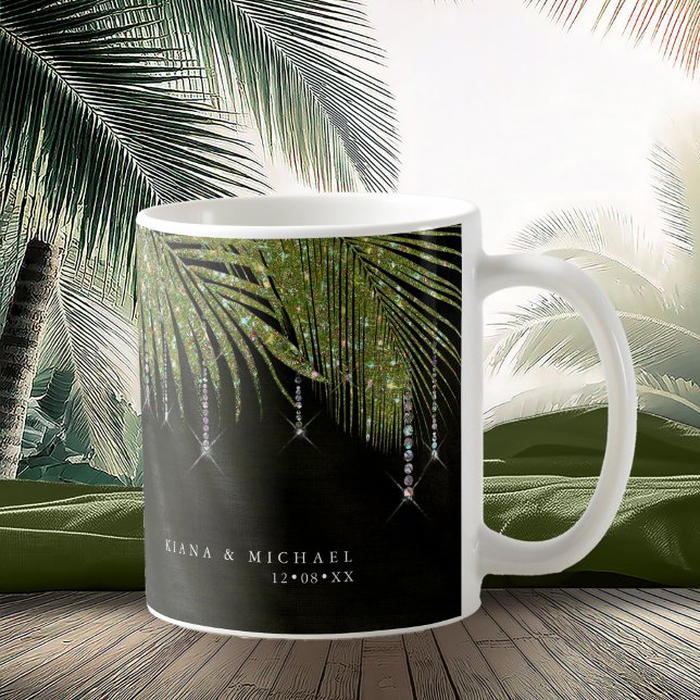 Jewel Palm Leaf Wedding Green ID830 Kaffeetasse (Von Creator hochgeladen)