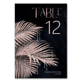 Jewel Palm Leaf Wedding Rose Gold/Navy ID830 Tischnummer