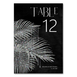 Jewel Palm Leaf Wedding Silver ID830 Tischnummer