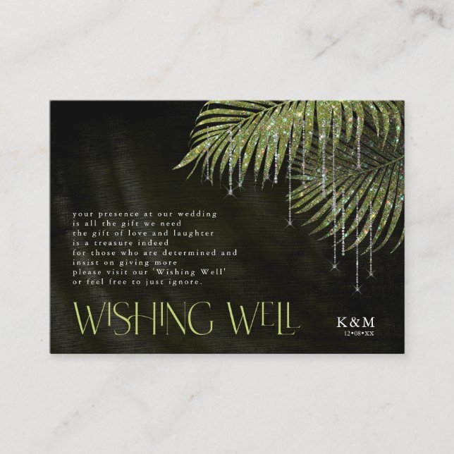 Jewel Palm Leaf Wishing Well V2 Green ID830 Begleitkarte (Vorderseite)