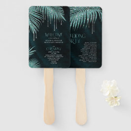Jewel Palm Leaf Zeremonie Programm Aquamarin ID830 Fächer