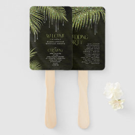 Jewel Palm Leaf Zeremonie Programm Green ID830 Fächer