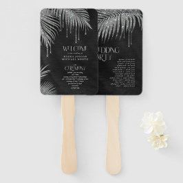 Jewel Palm Leaf Zeremonie Programm Silver ID830 Fächer