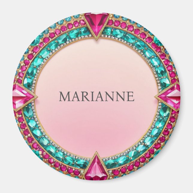 Jewel Pink und Türkis Magnet (Vorne)