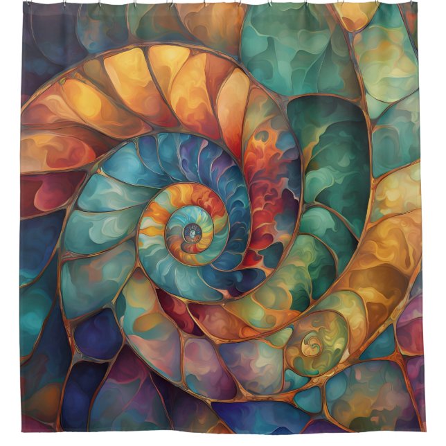 Jewel Spiral Muschel Duschvorhang (Vorderseite)
