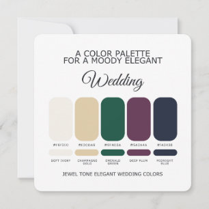 Jewel-Ton elegante Hochzeit Farbpalette Karte
