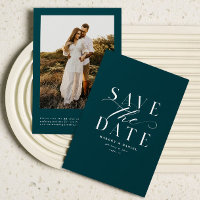 Jewel Tone Aquamarin Trendy Foto Save the Date QR