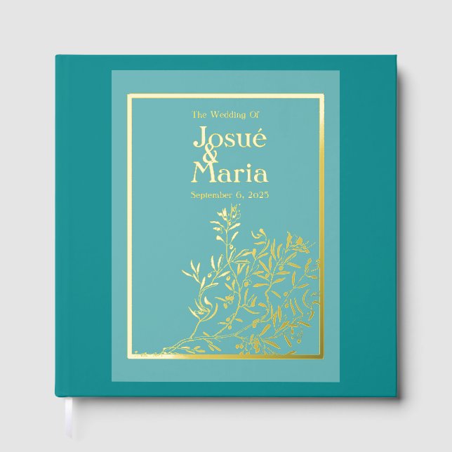 Jewel Tone Blue Wedding Foil Gästebuch (Vorderseite)
