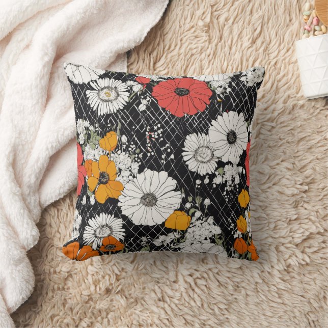 Jewel Tone Blume Design Kissen (Decke)