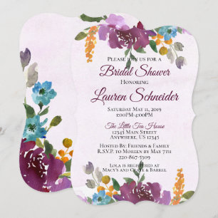 Jewel Tone Bridal Dusche Einladungen Wasserfarbe