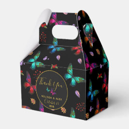 Jewel Tone Butterflies auf Black Wedding Danke Geschenkschachtel