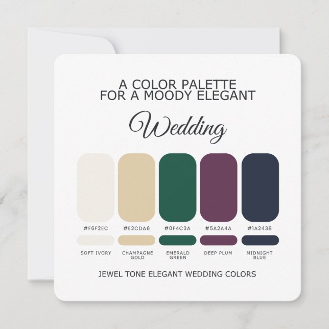 Jewel Tone Elegant Wedding Color Palette Card Einladung (Vorderseite)
