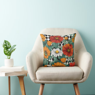 Jewel Tone Floral Cartoon Kissen