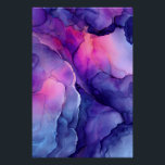 Jewel Tone Fluid Resin Nebula Glow Poster<br><div class="desc">Deep indigo and sapphire blues swirl into electric turquoise, cyan, and lavender, pierced by vivid hot pink, magenta, and coral veins that glow like molten light. Fine metallic gold and copper flecks shimmer across the glossy surface, creating cosmic depth, luminous movement, and the illusion of nebulae, auroras, or polished gemstone...</div>