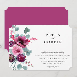 Jewel Tone Garden Floral Wedding Einladung