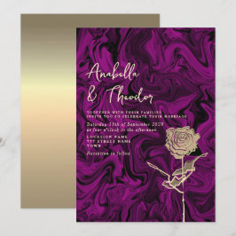 Jewel Tone Lila Gold Wedding Einladung