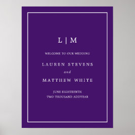 Jewel Tone Lila Monogram Elegant Welcome Wedding Poster