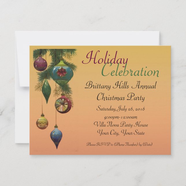 Jewel Tone Ornaments Custom Christmas Einladungen (Vorderseite)