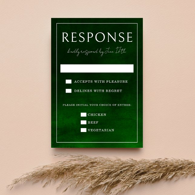 Jewel Tone Romance | Emerald | Hochzeit RSVP Karte (Von Creator hochgeladen)