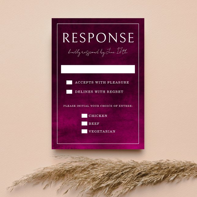 Jewel Tone Romance | Granatfarben | Hochzeit RSVP Karte (Von Creator hochgeladen)