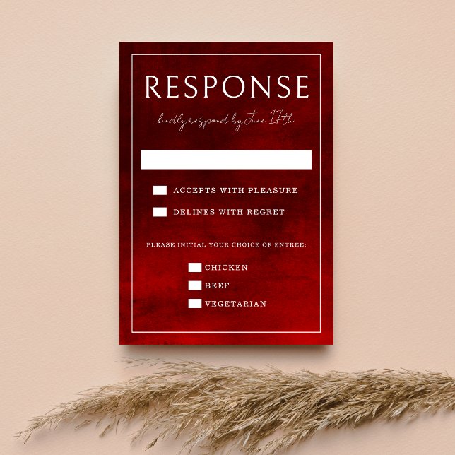 Jewel Tone Romance | Ruby | Hochzeit RSVP Karte (Von Creator hochgeladen)