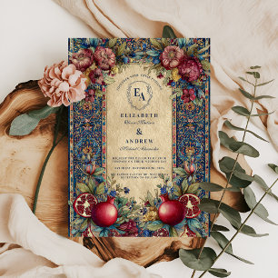 Jewel Tone Vintag Botanische Hochzeit Einladung