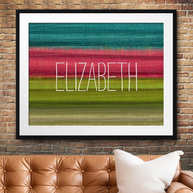 Jewel Tone Watercolor Streifen Individuelle Name Poster (Custom Name Poster)