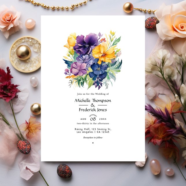 Jewel Toned Floral Wedding Einladung (Von Creator hochgeladen)