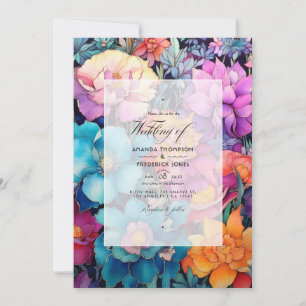 Jewel Toned Floral Wedding Einladung