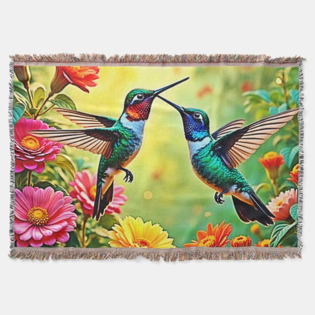 Jewel Toned Hummingbird Magic Design Decke (Vorderseite)
