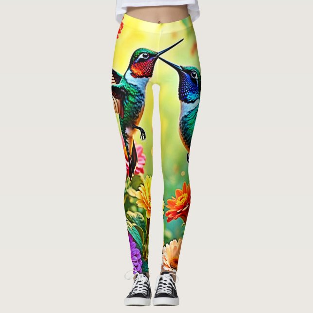 Jewel Toned Hummingbird Magic Design Leggings (Vorderseite)