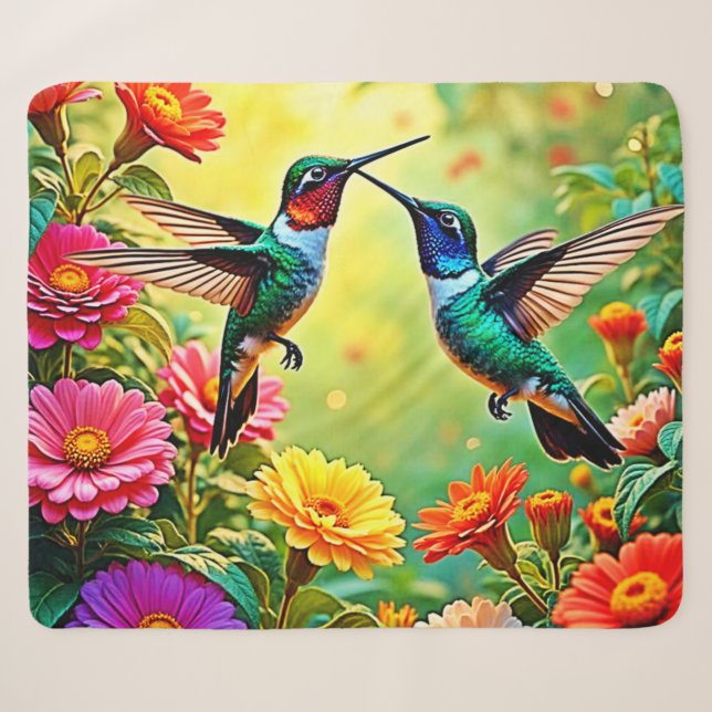 Jewel Toned Hummingbird Magic Design Sherpadecke (Vorderseite (Horizontal))