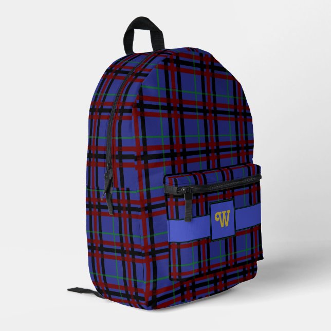 Jewel Toned Kariert Bedruckter Rucksack (Rückseitige Ecke links)