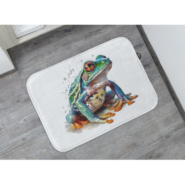 Jewel Toned Watercolor Frog Badematte (Von Creator hochgeladen)