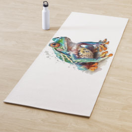 Jewel Toned Watercolor Frog Yogamatte