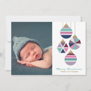 Jewel Tones Geometric Ornaments Holiday Foto Card Feiertagskarte