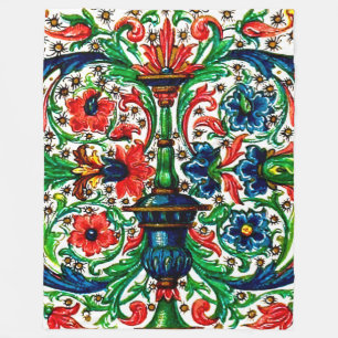 Jewel Tones Mittelalterliches Manuskript-Blume Sku Fleecedecke